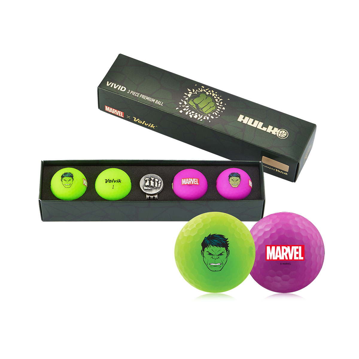 Volvik Marvel Hulk 4x VIVID balls + marker 209.000172_1